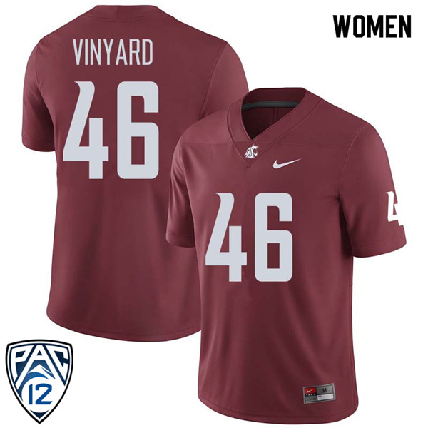 Women #46 Mason Vinyard Washington State Cougars College Football Jerseys Sale-Crimson